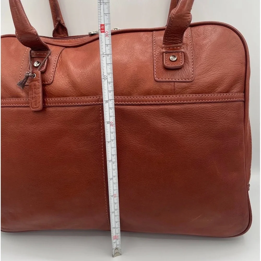 Liz Claiborne Brown Genuine Leather Laptop Briefcase Work Tote Bag